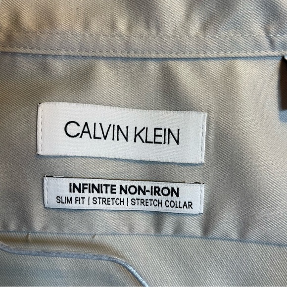 Calvin Klein Gray Infinite Non-Iron Slim Fit Stretch Dress Shirt Button-up - Picture 6 of 11